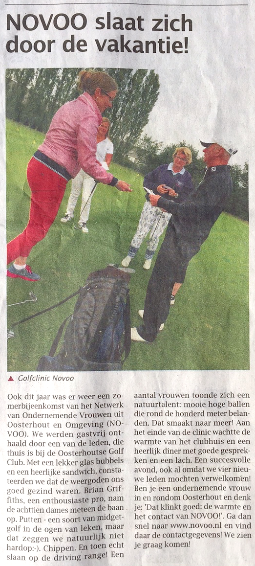 Zomerbijeenkomst NOVOO met golfclinic bij Brian Griffiths op de Oosterhoutse Golf Club